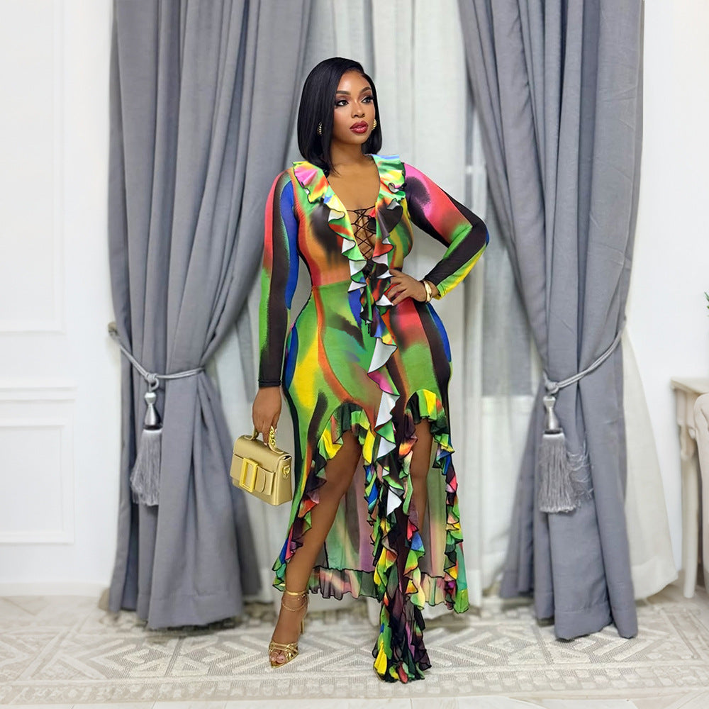 Lange Kleid mit Spitze