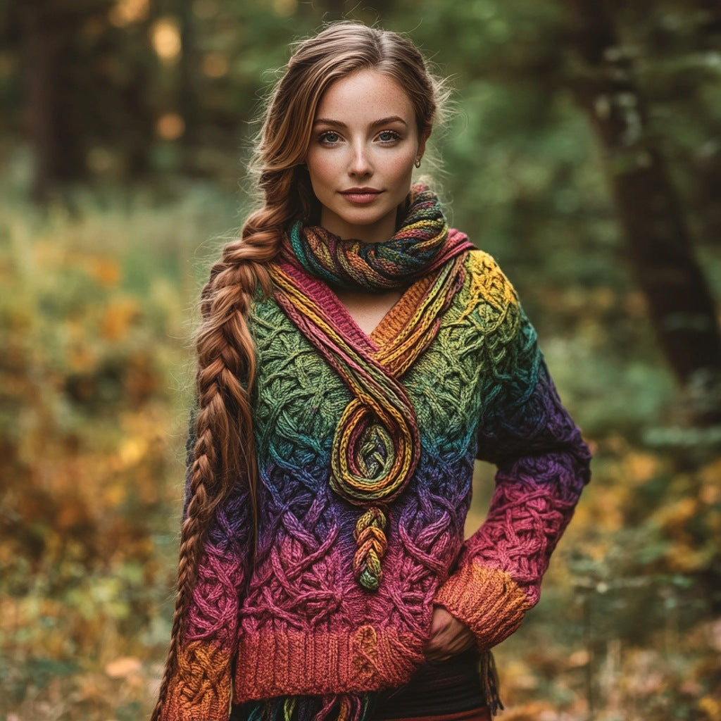 3D Digitaldruck V-Ausschnitt Pullover für Damen