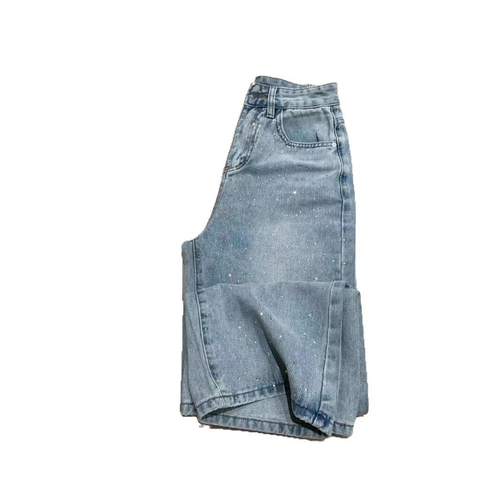 Lichtblaue Jeans mit Rhinestonen