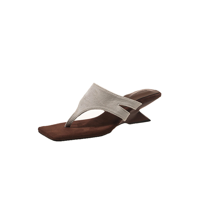 Elegante Square Toe Thong Sandalen