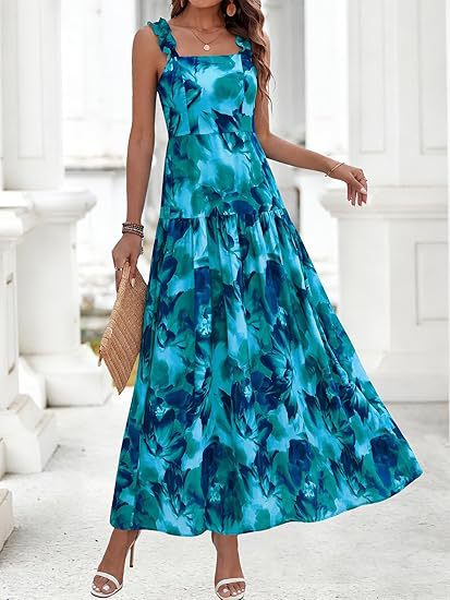 Damen-Sommerkleid ohne Ärmel, Blumenprint