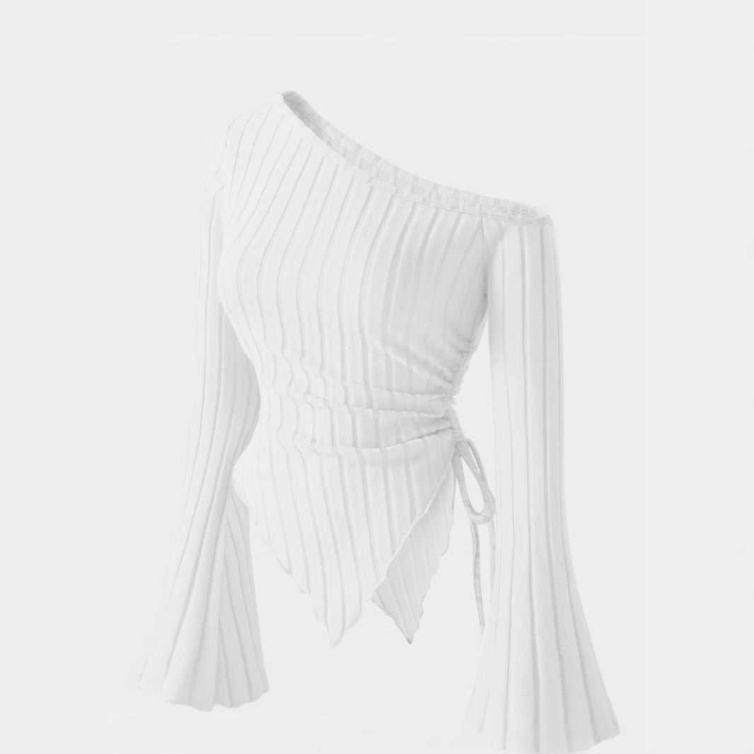 Off-Shoulder Shirt mit asymmetrischem Saum