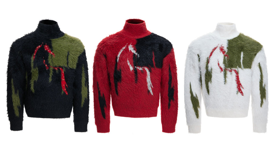 Pullover mit Fuchs-Faux-Fur-Kontrast