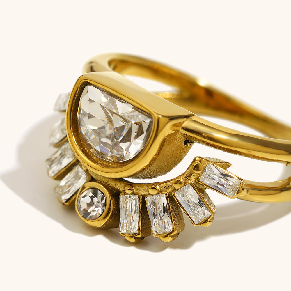 Retro-Doppelring «Sonne» aus Edelstahl – Bild 2 | LuxeStyle