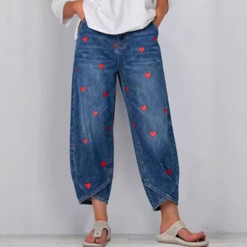 Herz-Jeans, gewaschen