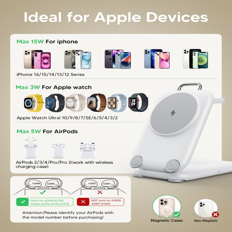 3-in-1 Faltbarer Magnetischer Wireless Charger