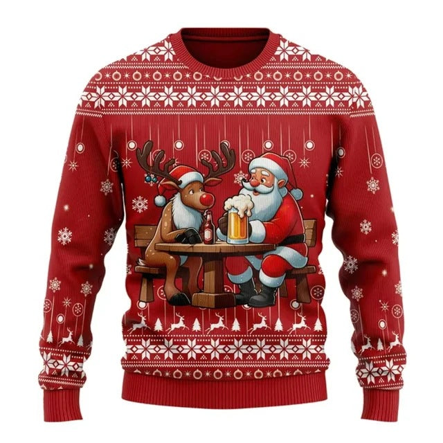 Herren Hoodie mit Santa- und Biermuster