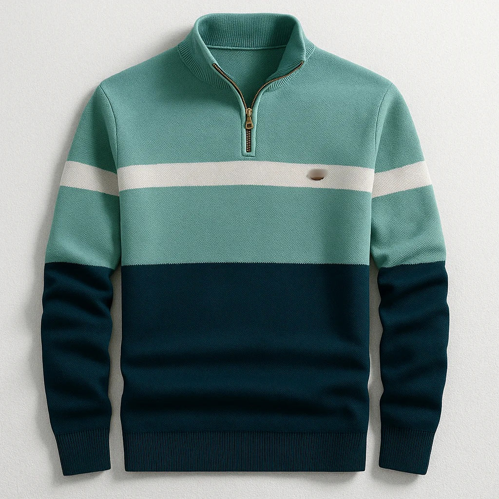 Herren Strickpullover mit Stehkragen und Half-Zip