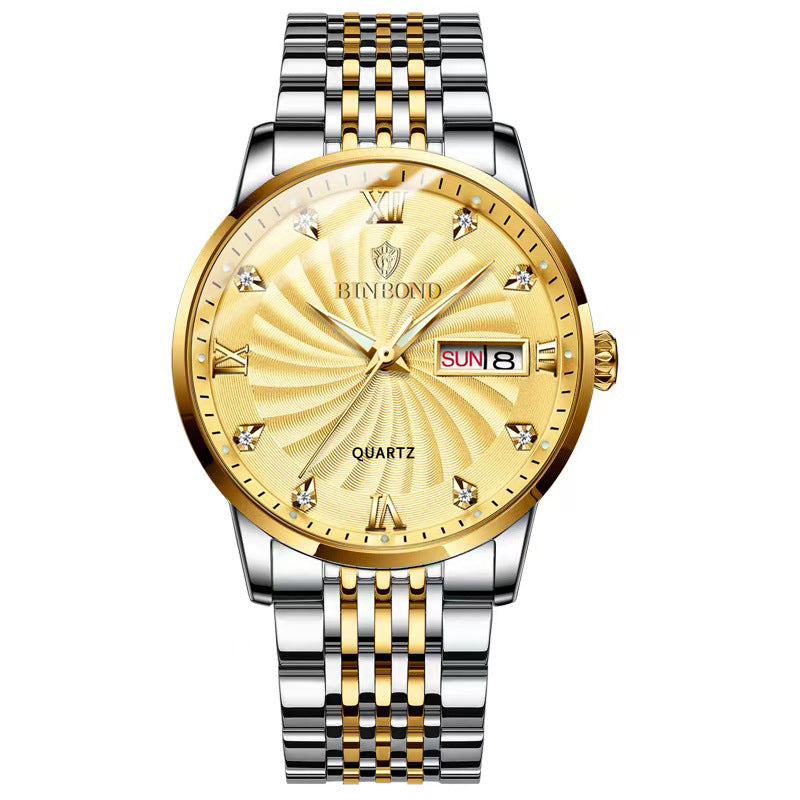 Quarz-Herrenuhr mit Doppeldarstellung und Edelstahlarmband