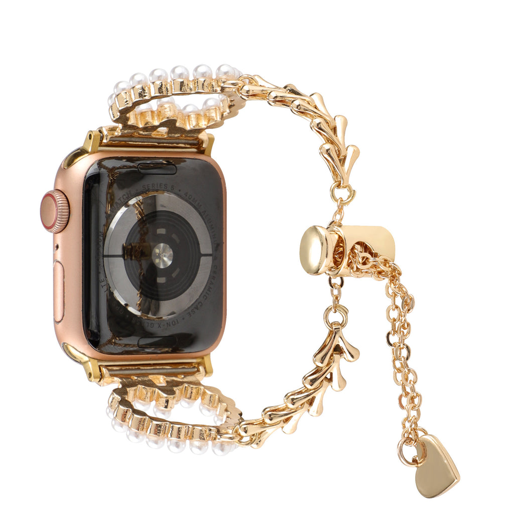 Smartwatch-Halskette mit Perlen und Herz-Anhänger – Bild 4 | LuxeStyle