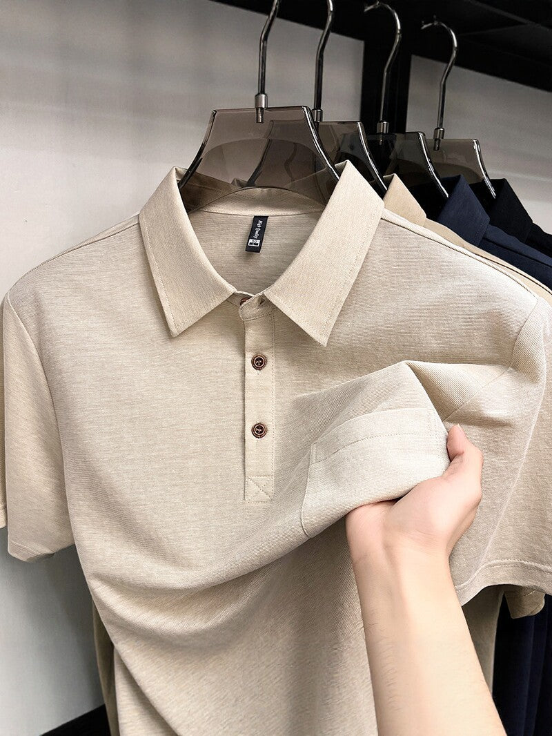 Kurzarm-Shirt Leinen mit Brusttaschen