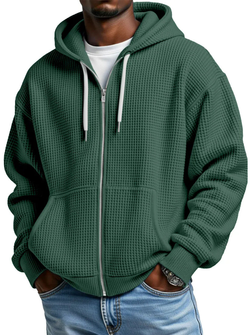 Herren Loose-Fit Kapuzenjacke Waffelpiqué – Bild 6 | LuxeStyle