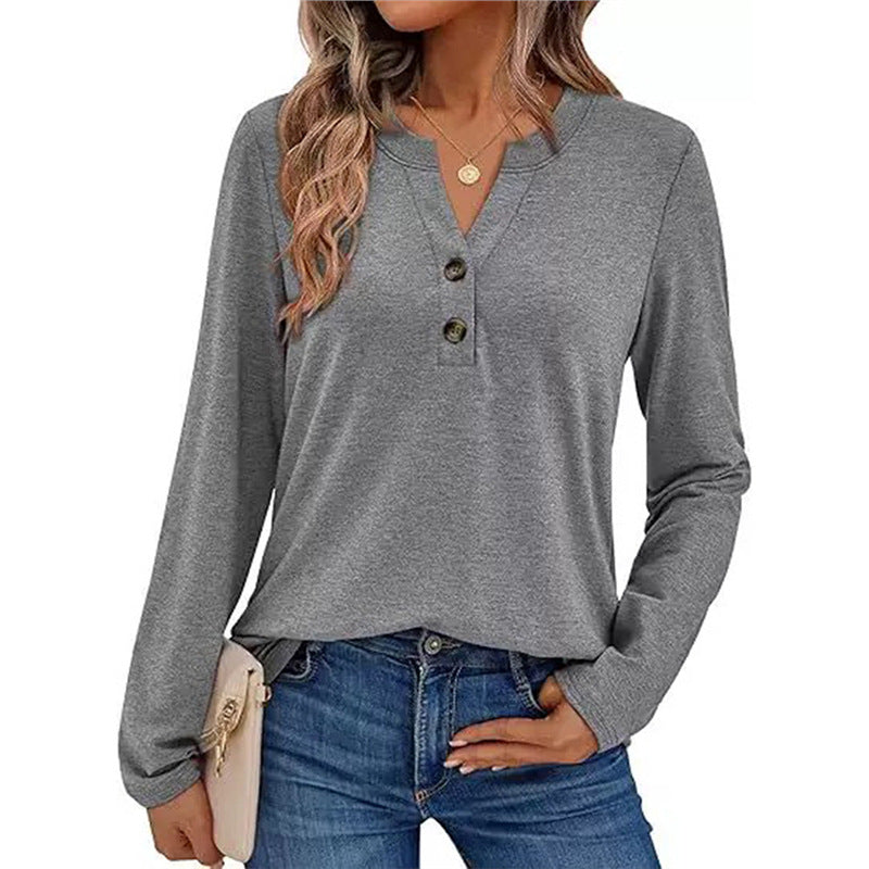V-Neck Langarmshirt mit 3D-Effekt