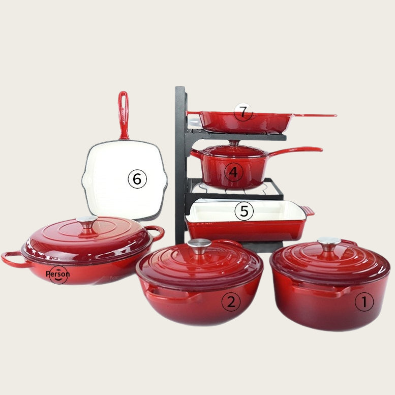 7-teiliges Kochgeschirr-Set aus Gusseisen-Emaille · 7 Stück – Bild 6 | LuxeStyle