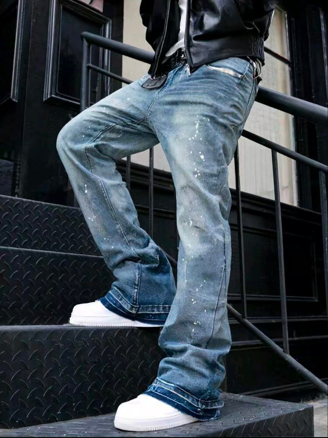 Graue Cropped Jeans