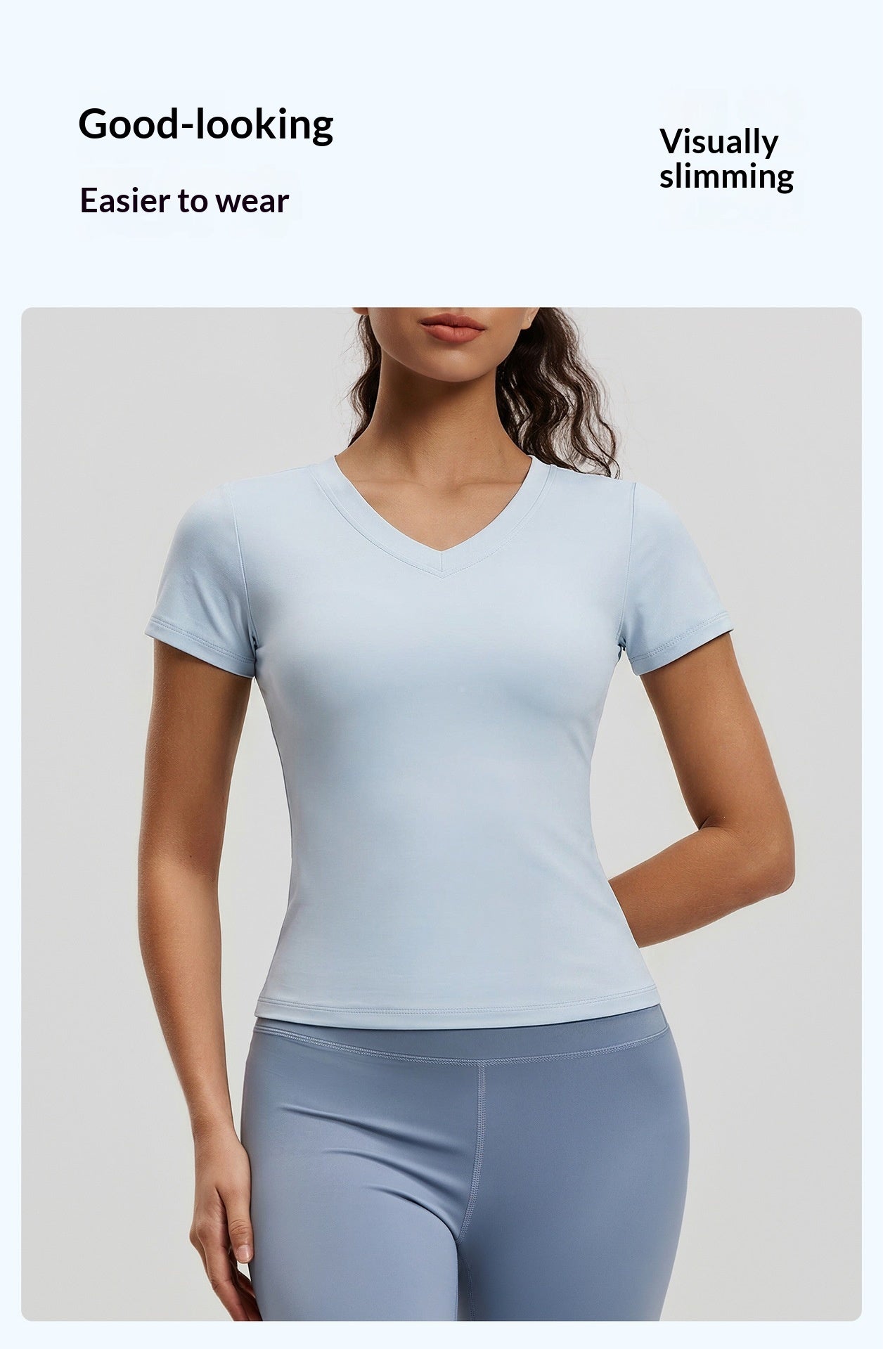 V-Neck Sport-Shirt Kurzarm – Peach
