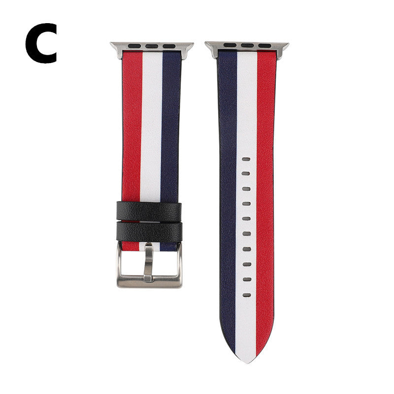 Leder-Uhrenarmband mit Flaggenmuster