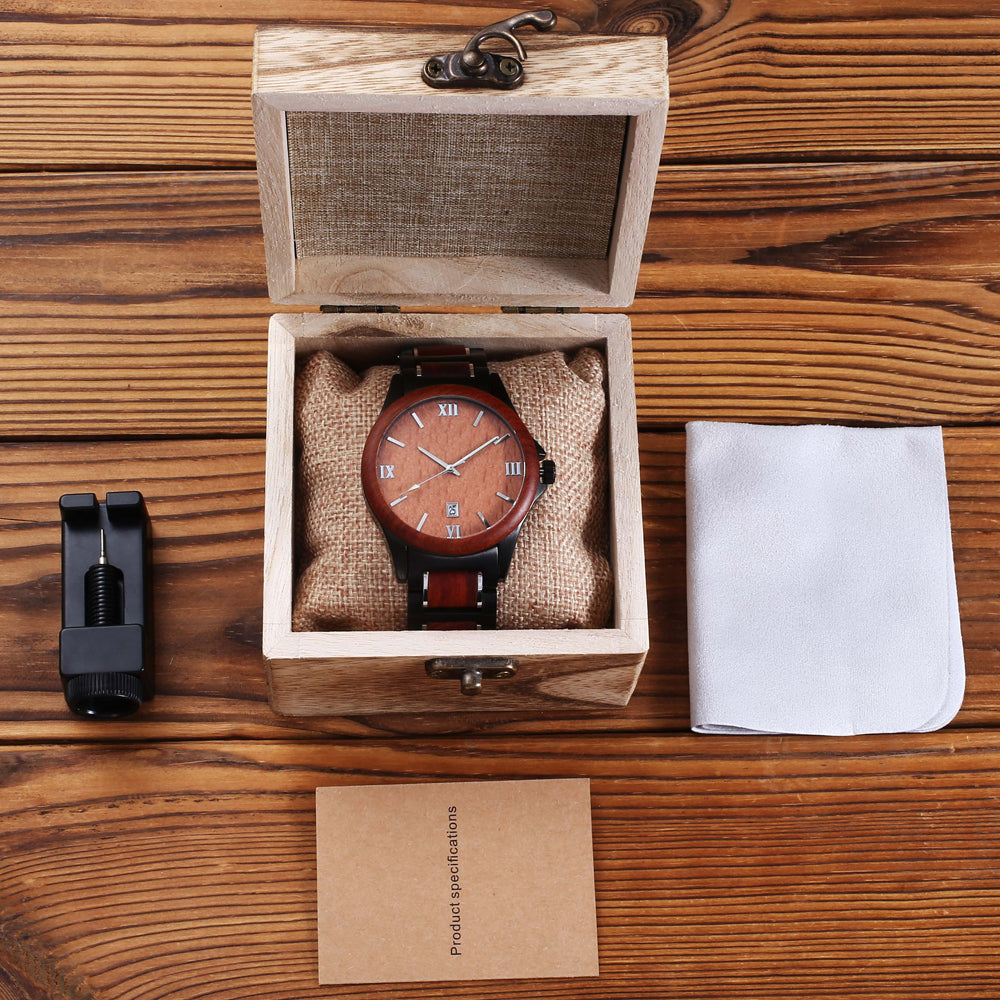 Herren Quarzuhr Sandelholz Schwarz – Bild 9 | LuxeStyle