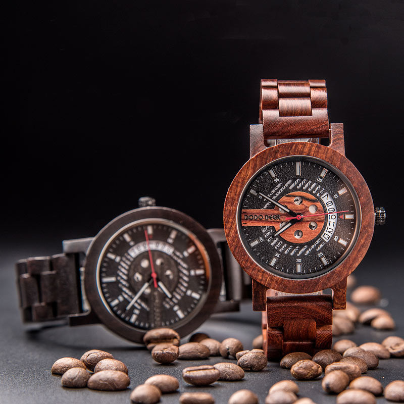 Männliche Quarz-Uhr mit Holzarmband – Bild 7 | LuxeStyle