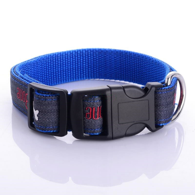 Jeans-Hundehalsband mit Knochen-Stickerei | LuxeStyle