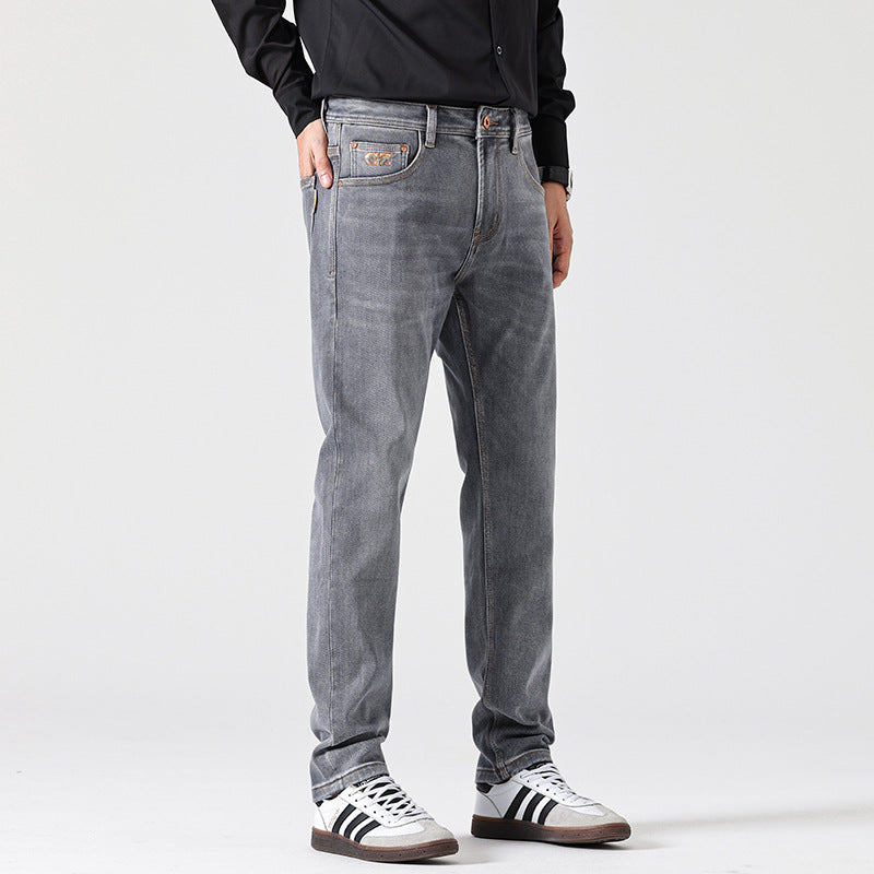 Klassische Slim Fit Retro Jeans Grau