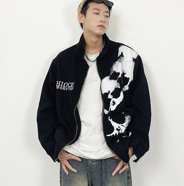 Jeansjacke mit Totenkopf-Stickerei – Bild 3 | LuxeStyle