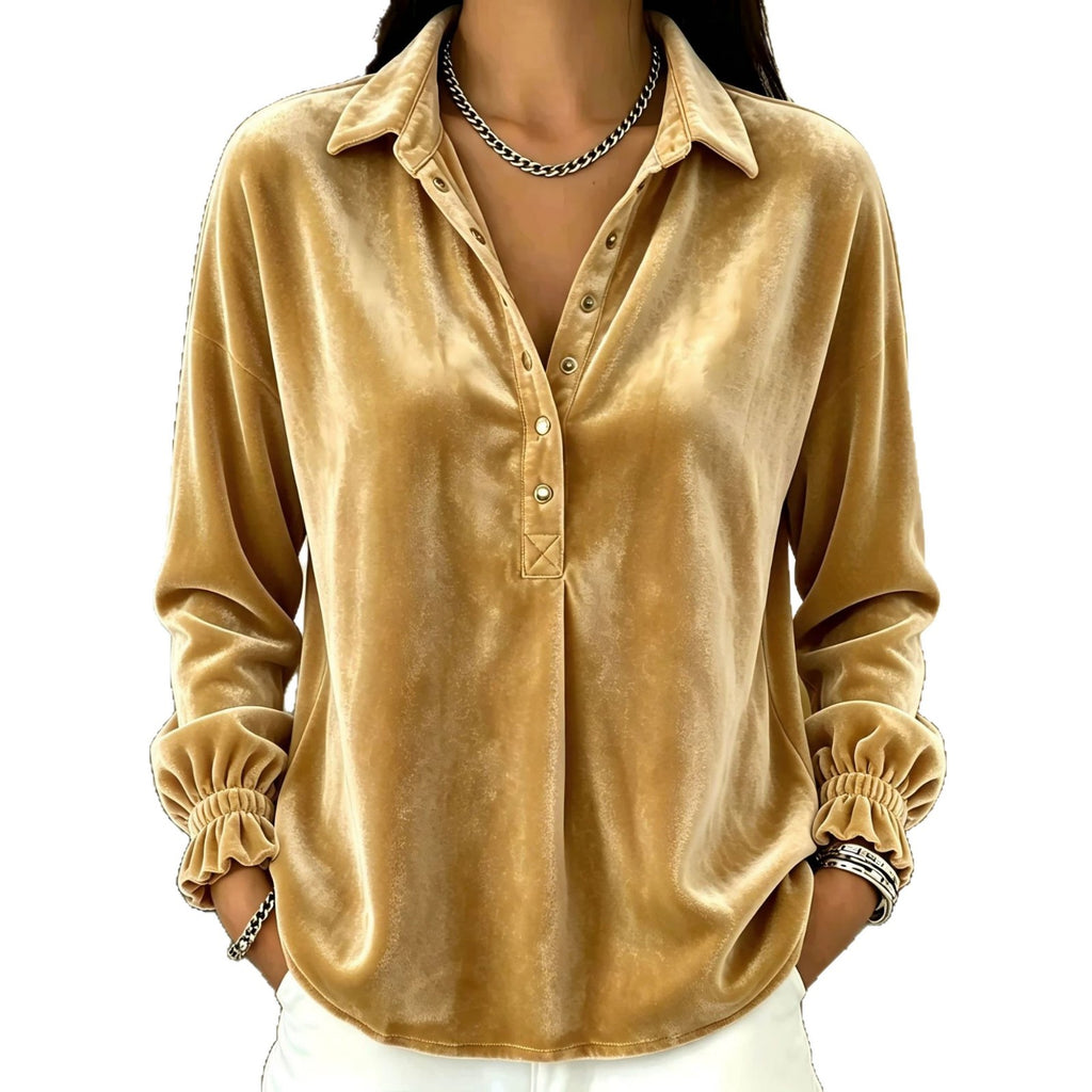 Lange Ärmel Polo-Hals Top