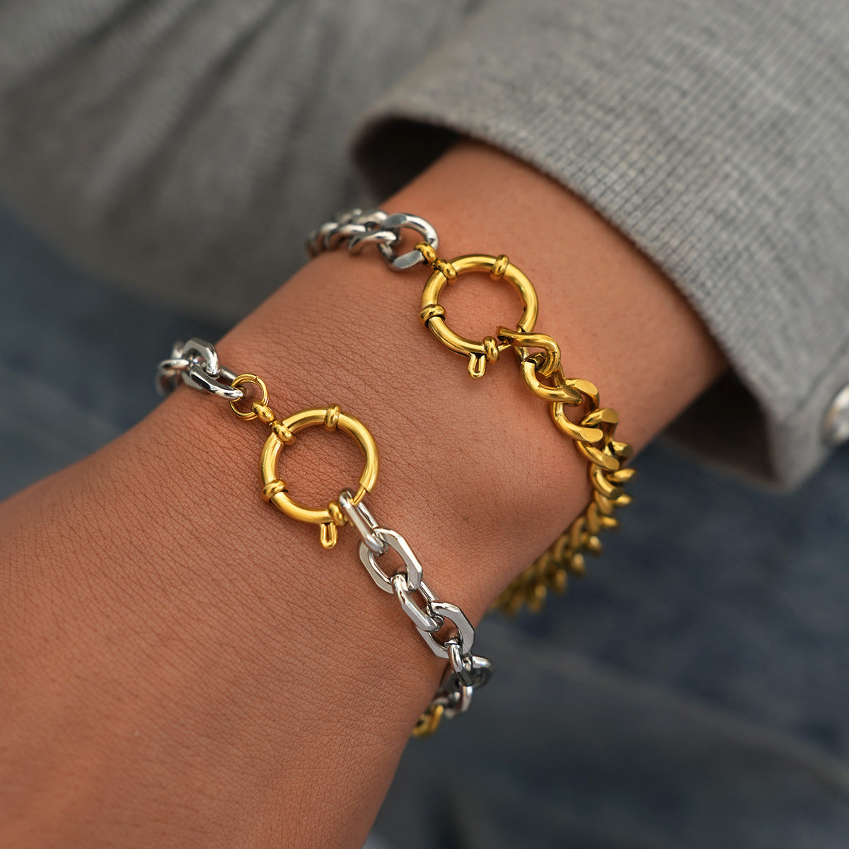 Edelstahl-Doppelton-Zweifarben-Armband – Bild 4 | LuxeStyle