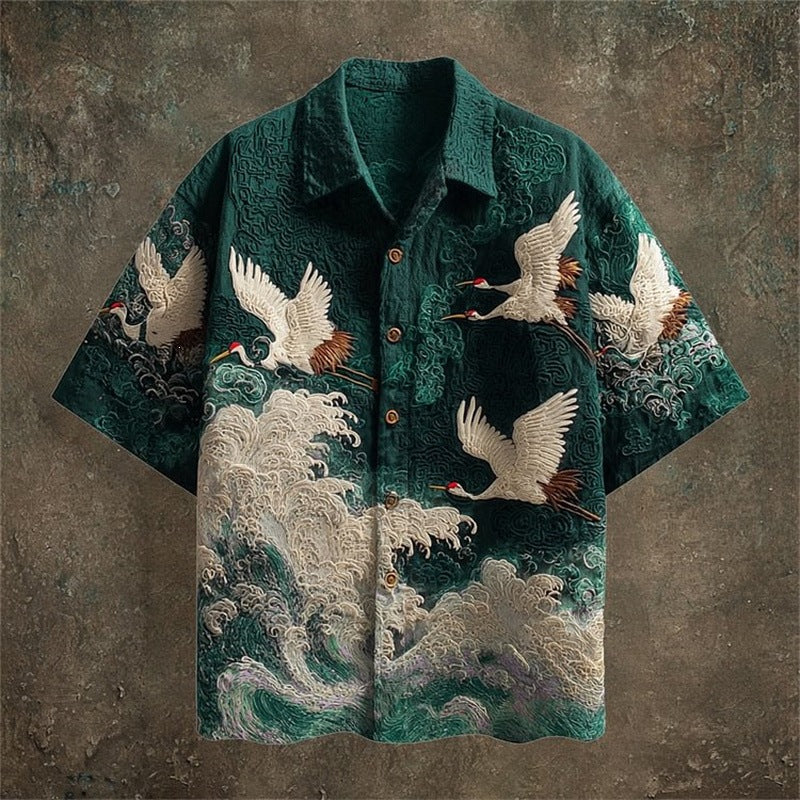 Retro Tribal Kurzarm-Shirt Herren