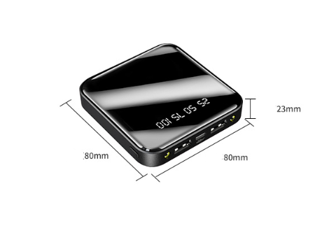 Mini Powerbank mit Spiegel und Digitalanzeige