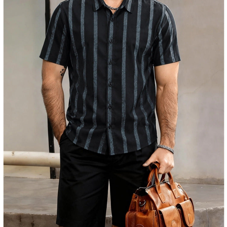 Herren Kurzarmhemd mit Streifenmuster – Bild 4 | LuxeStyle