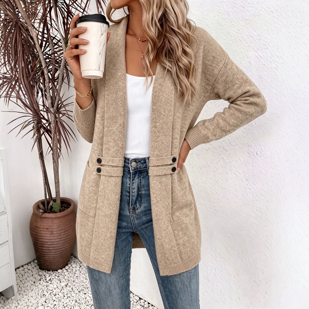Midi Strickmantel mit Doppelreiher