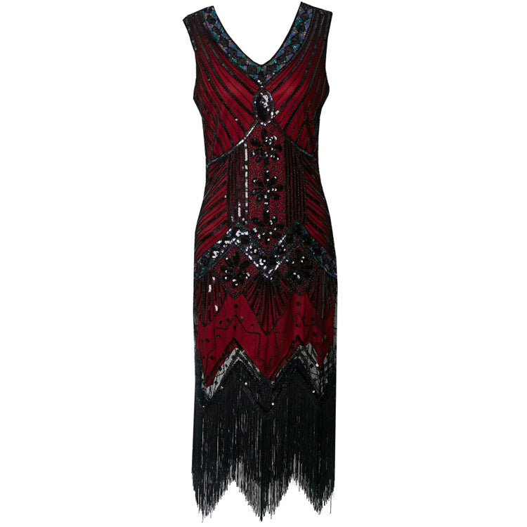 Retro Paillettenkleid mit Perlen