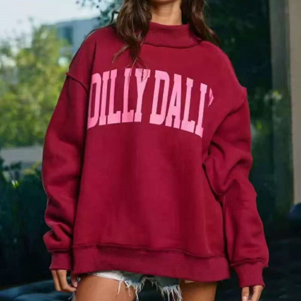 Bedrucktes Langarm-Sweatshirt mit Rundhals