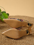Boho Slingback Stiletto Sandalen mit Ethno-Muster