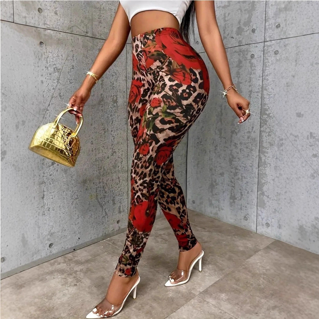 Leggings mit Blumenmuster und Stretchbund