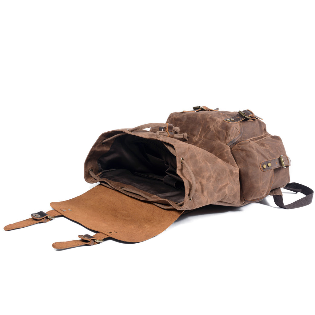 Retro-Studentenrucksack aus Canvas mit Schnürung – Bild 6 | LuxeStyle