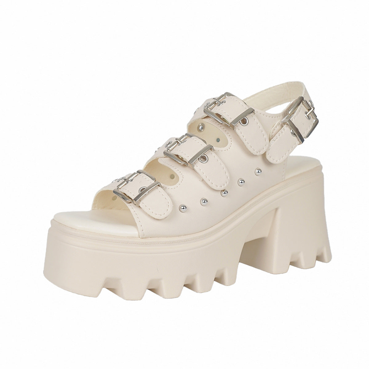 Casual Plateau-Sandalen mit Nieten | LuxeStyle