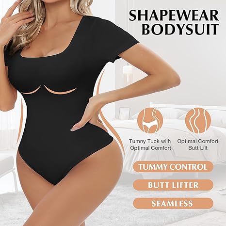 Nahtloser Square Neck Bodysuit mit Bauchkontrolle