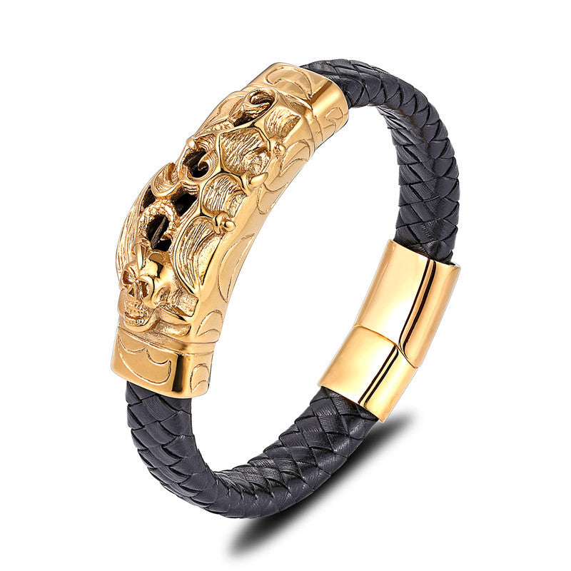 Lederarmband mit Titan-Stahl-Akzenten für Herren – Bild 7 | LuxeStyle