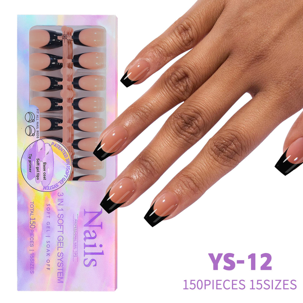 French Black Armour Wearable Nails
