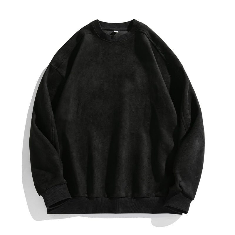 Herren Hoodie Suede-Optik, uni, lässig