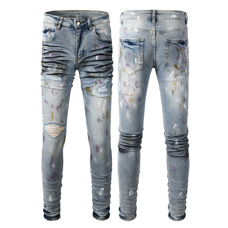 Ripped Slim Fit Jeans für Herren – Hellblau
