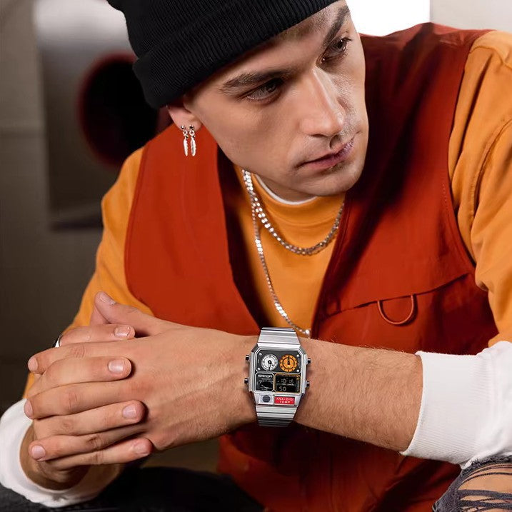 Multifunktionale Retro-Herrenuhr mit Temperatur – Ansicht 2