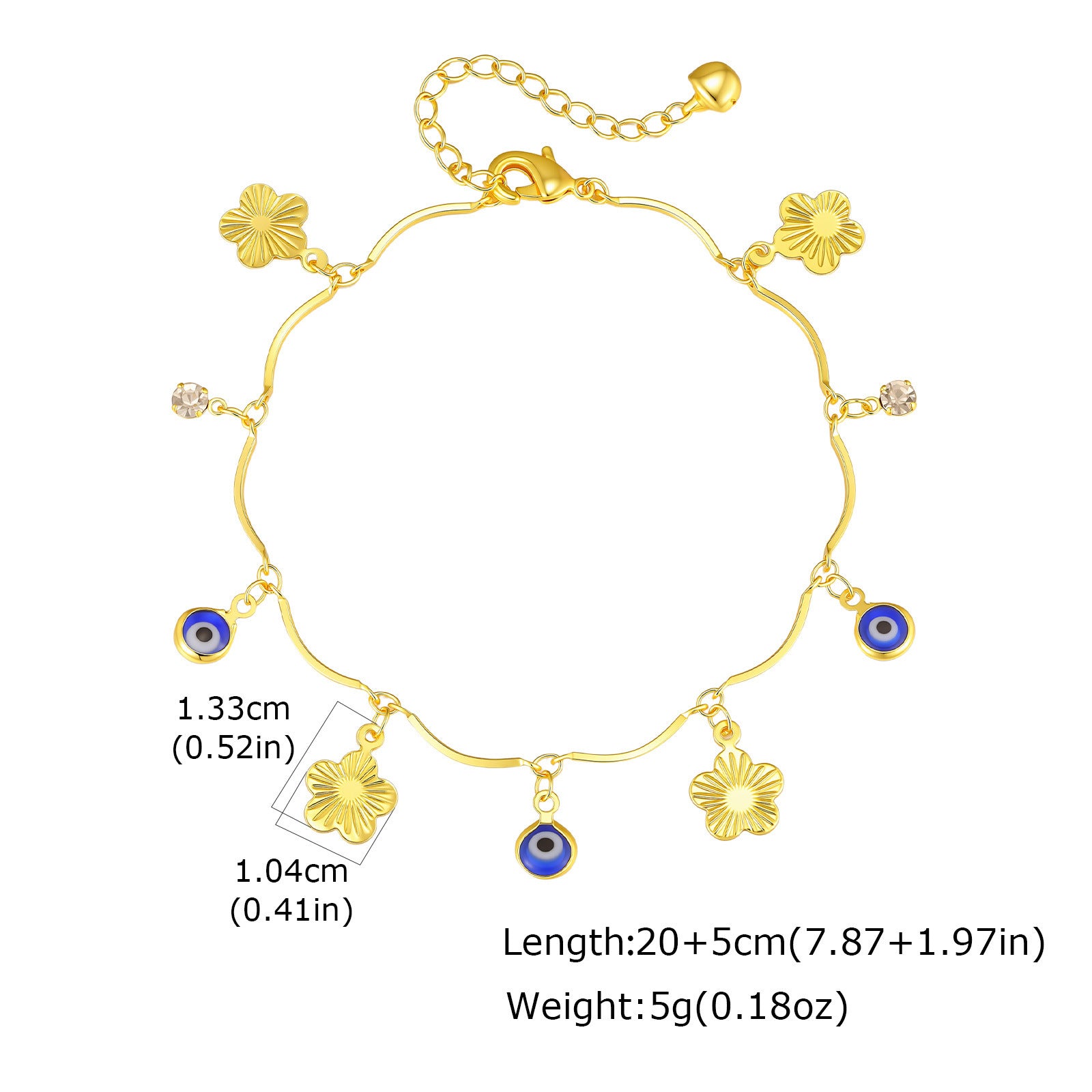 Sommer-Armband «Évil» · Schmetterling & Nazar-Auge, vergoldet – LuxeStyle