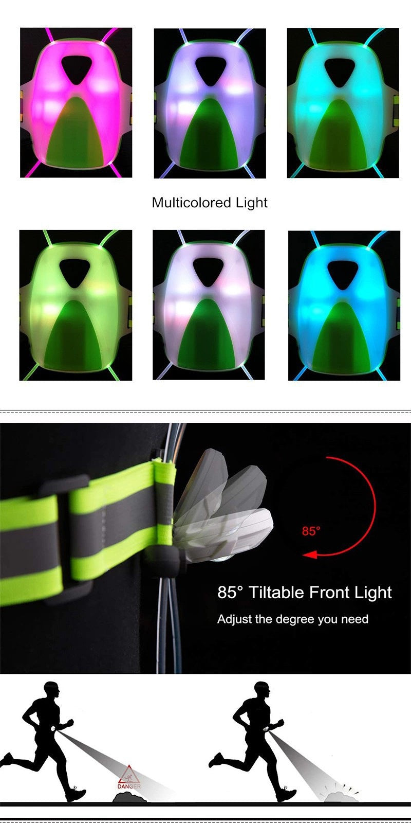 Reflektierende LED-Weste mit USB-Ladegerät