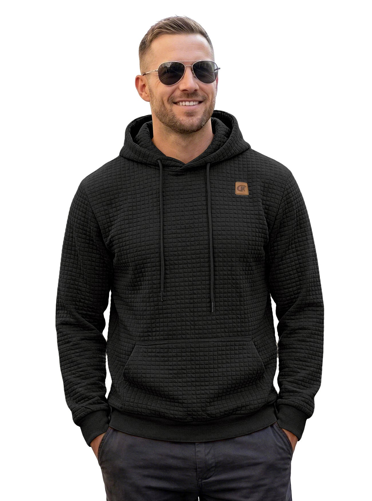 Elastisches Jacquard Kapuzen-Sweatshirt für Herren