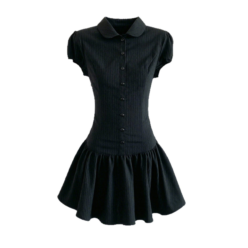 Retro-Minikleid mit Streifen & Puffärmeln