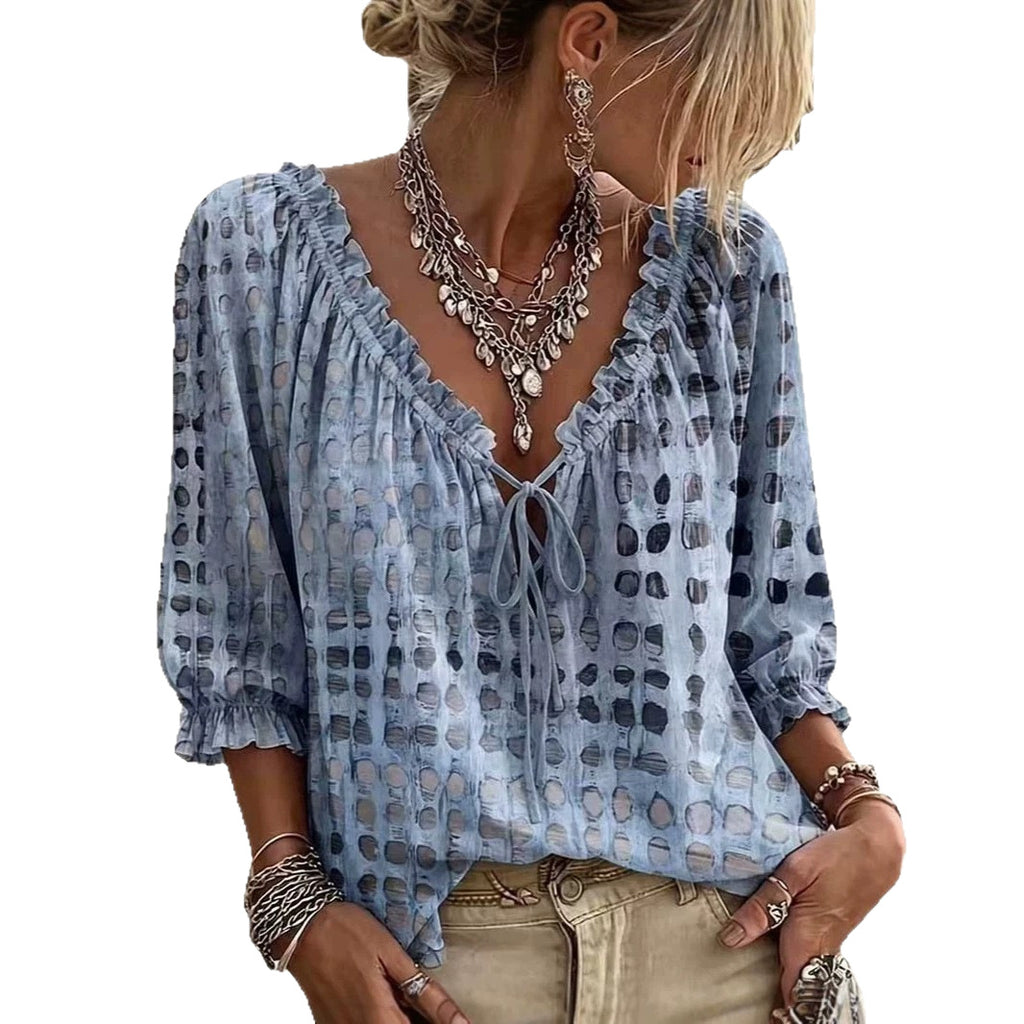Bluse mit Tupfenmuster im Ethno-Stil