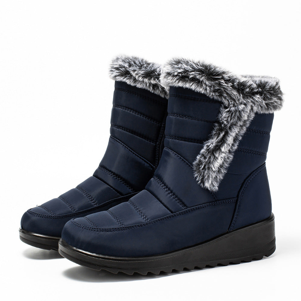 Gefütterte Damen-Schneestiefel mit Kunstfellkragen